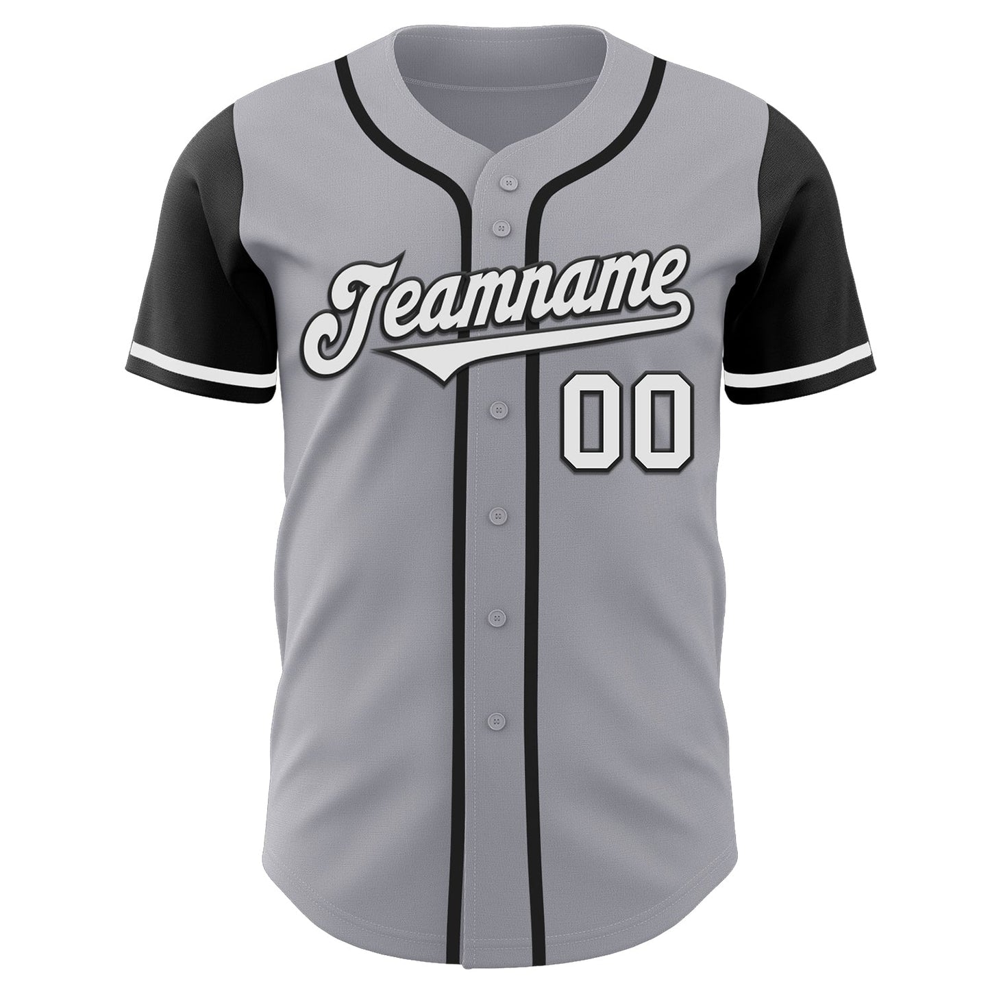 Custom Gray White-Black Authentic Two Tone Baseball Jersey view 2
