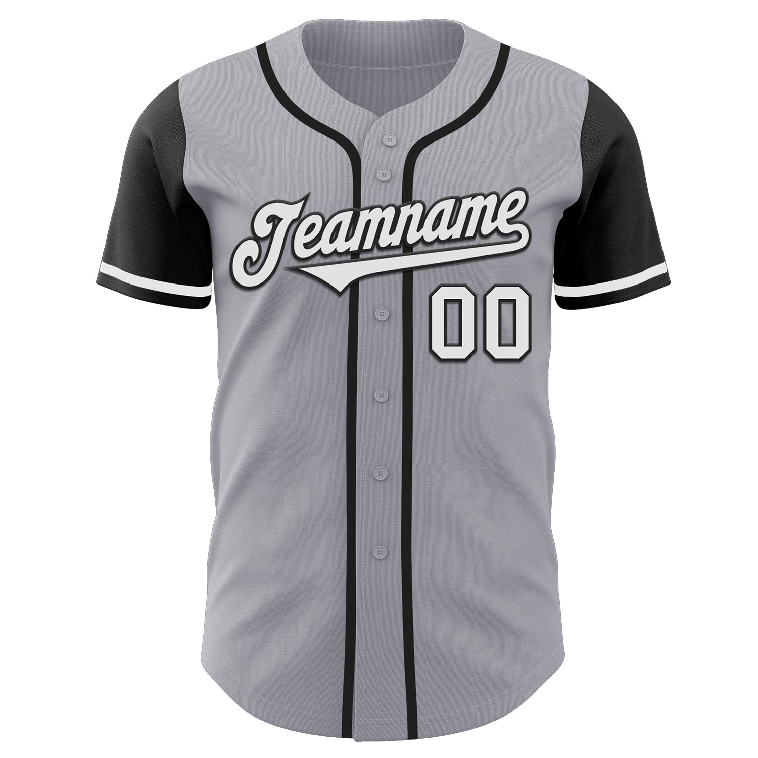 Custom Gray White-Black Authentic Two Tone Baseball Jersey view 2