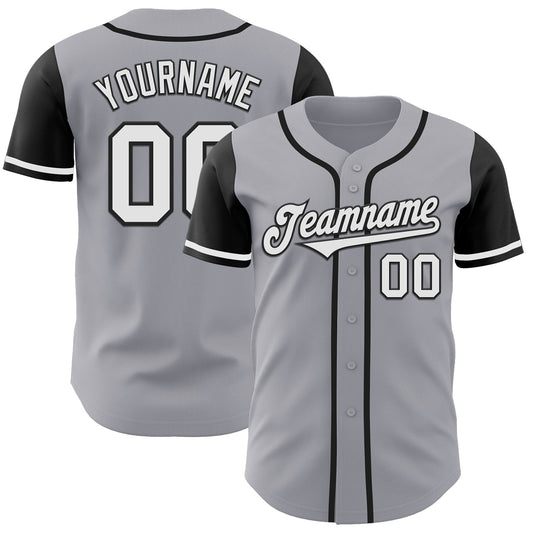 Custom Gray White-Black Authentic Two Tone Baseball Jersey - Main View