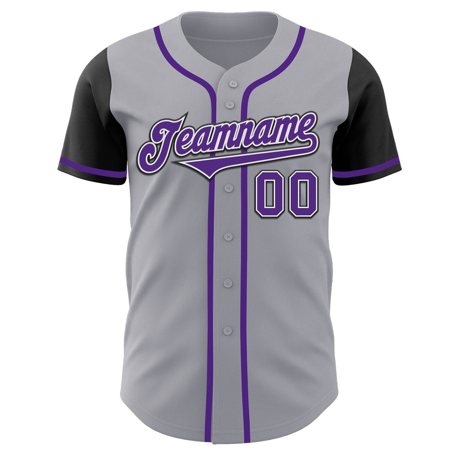 Custom Gray Purple-Black Authentic Two Tone Baseball Jersey view 2