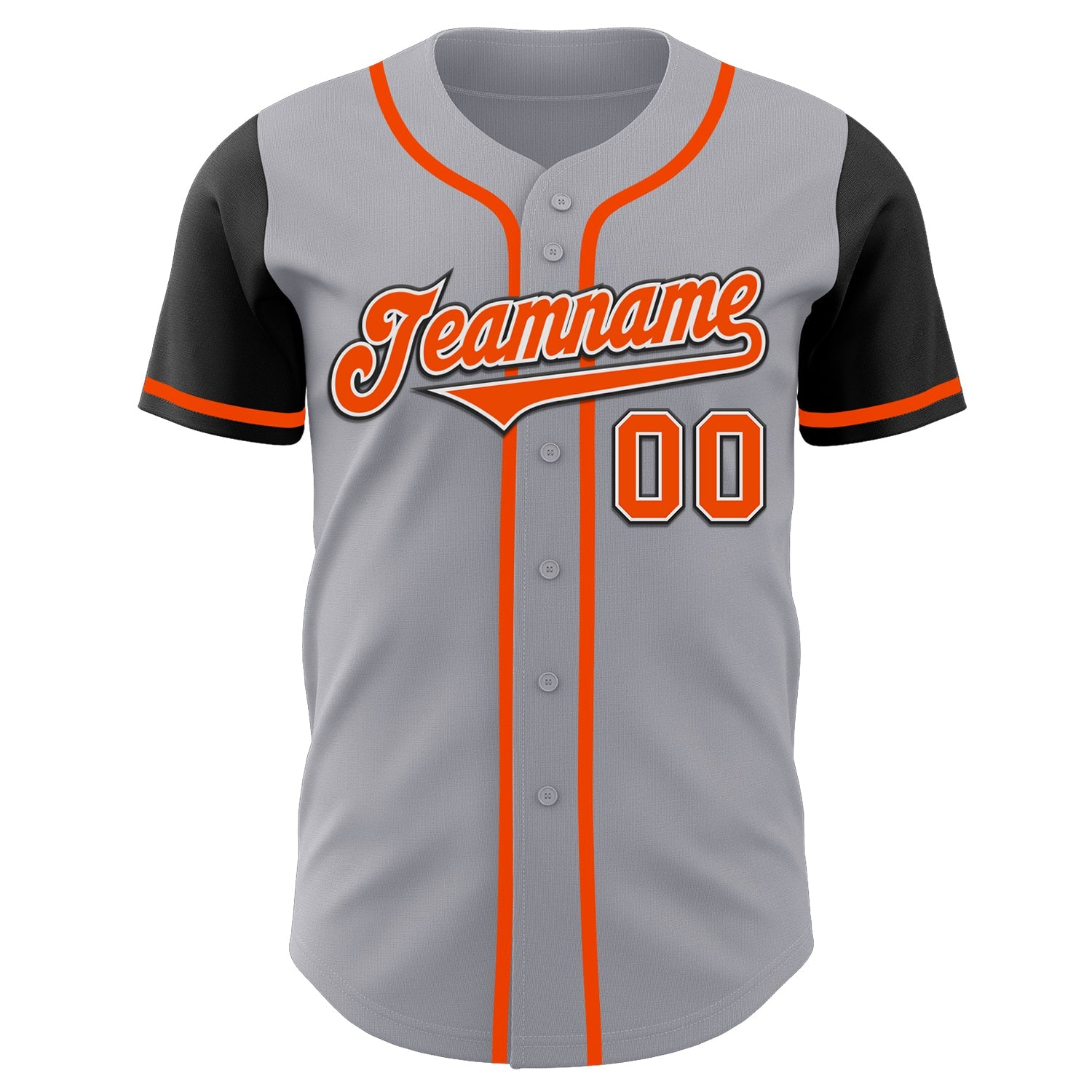 Custom Gray Orange-Black Authentic Two Tone Baseball Jersey view 2