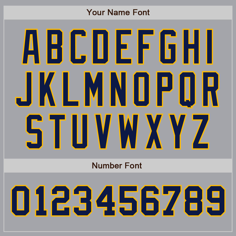 Custom Gray Navy-Gold Authentic Two Tone Baseball Jersey view 5