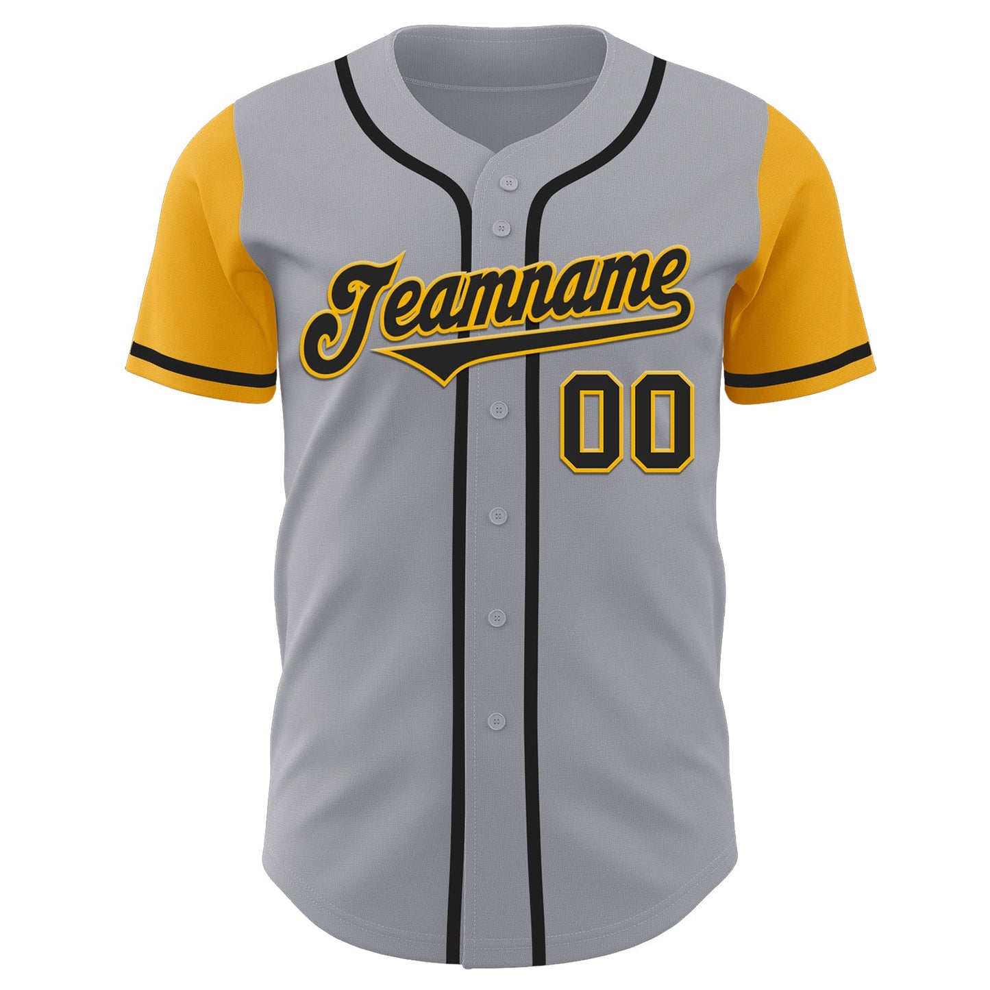 Custom Gray Black-Gold Authentic Two Tone Baseball Jersey view 2