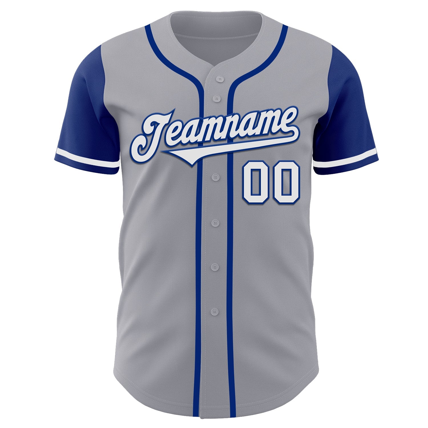 Custom Gray White-Royal Authentic Two Tone Baseball Jersey view 2