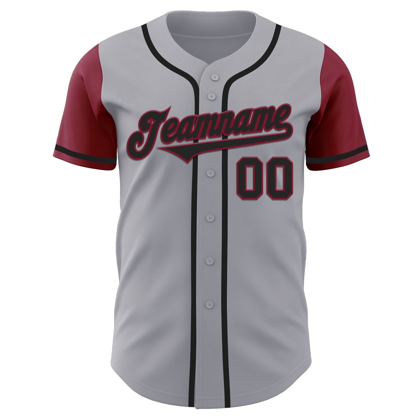 Custom Gray Black-Crimson Authentic Two Tone Baseball Jersey view 2