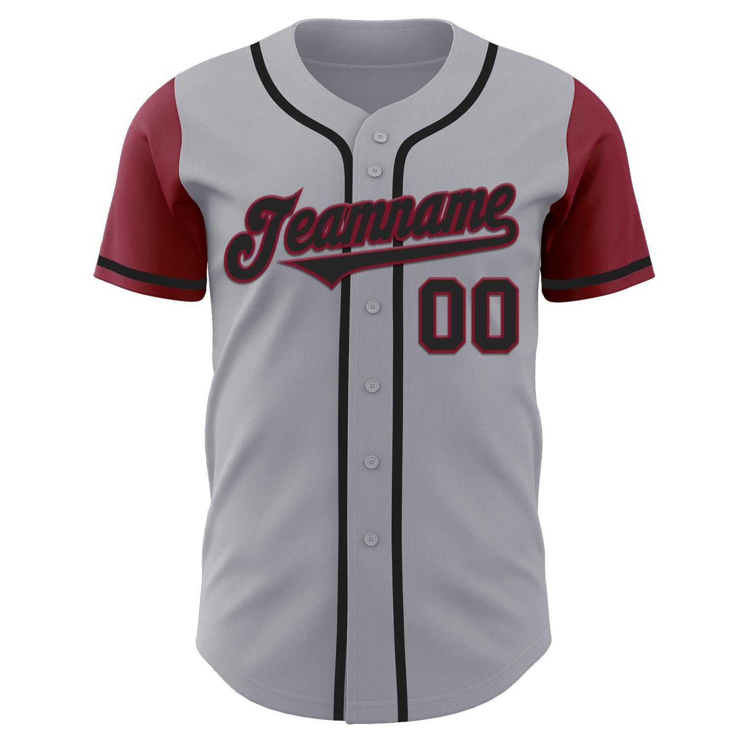 Custom Gray Black-Crimson Authentic Two Tone Baseball Jersey view 2