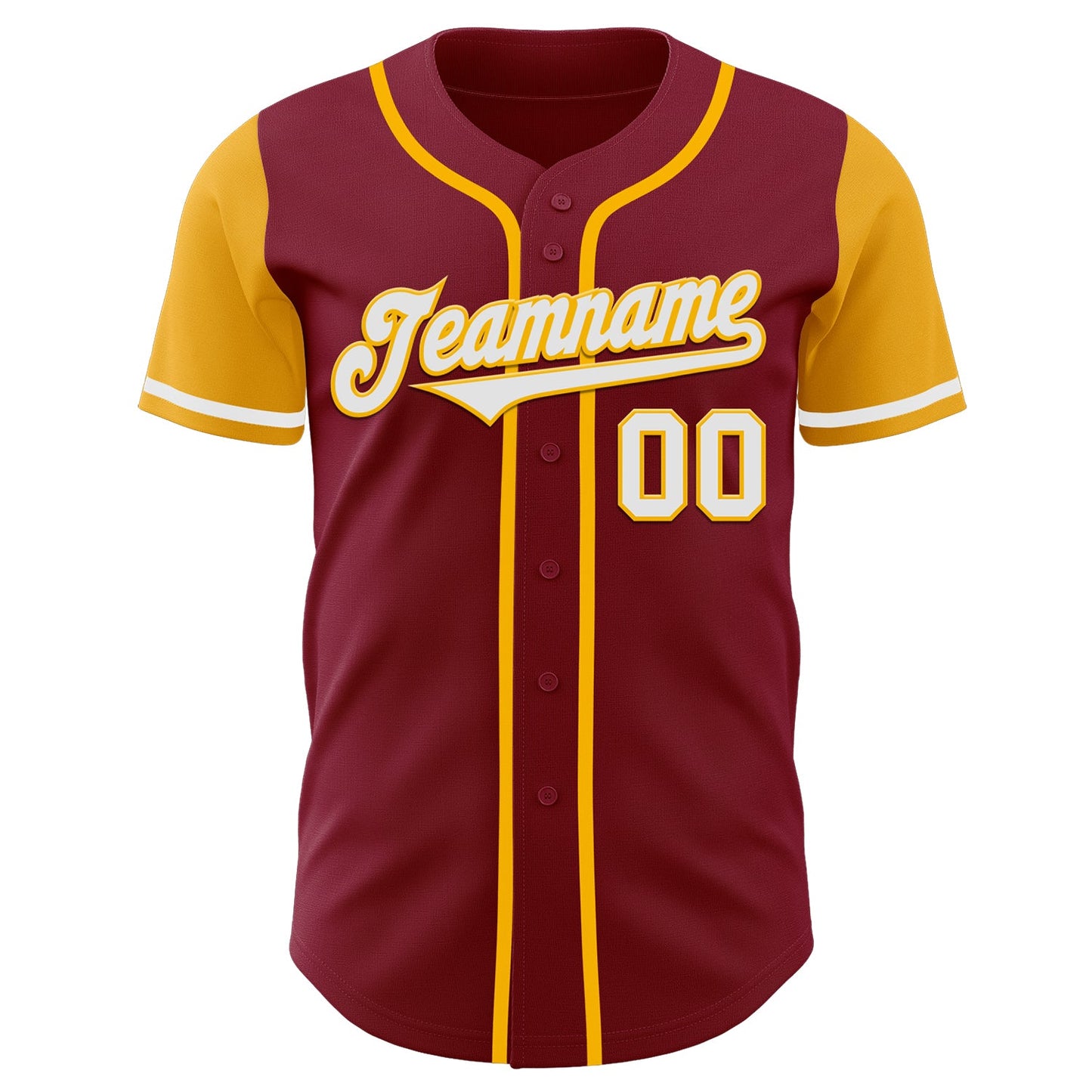 Custom Crimson White-Gold Authentic Two Tone Baseball Jersey view 2