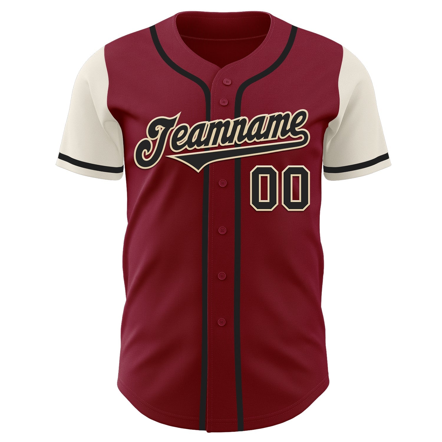 Custom Crimson Black-Cream Authentic Two Tone Baseball Jersey view 2
