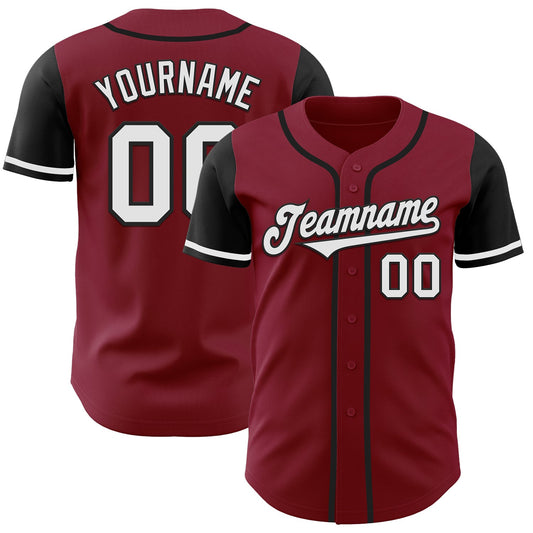 Custom Crimson White-Black Authentic Two Tone Baseball Jersey - Main View