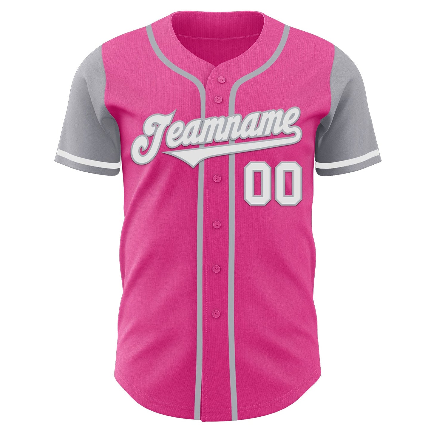 Custom Pink White-Gray Authentic Two Tone Baseball Jersey view 2