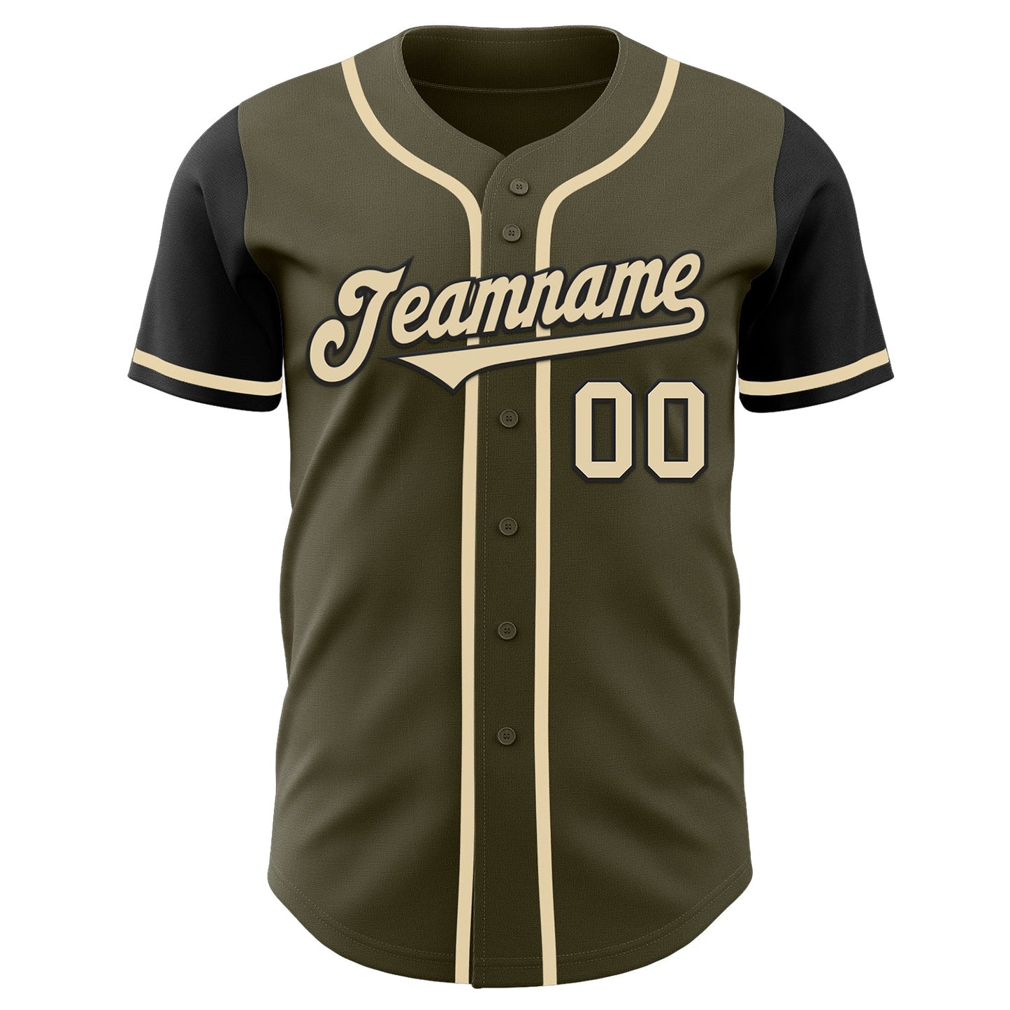 Custom Olive Cream-Black Authentic Two Tone Salute To Service Baseball Jersey view 2