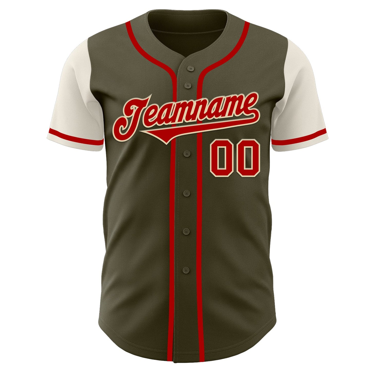 Custom Olive Red-Cream Authentic Two Tone Salute To Service Baseball Jersey view 2