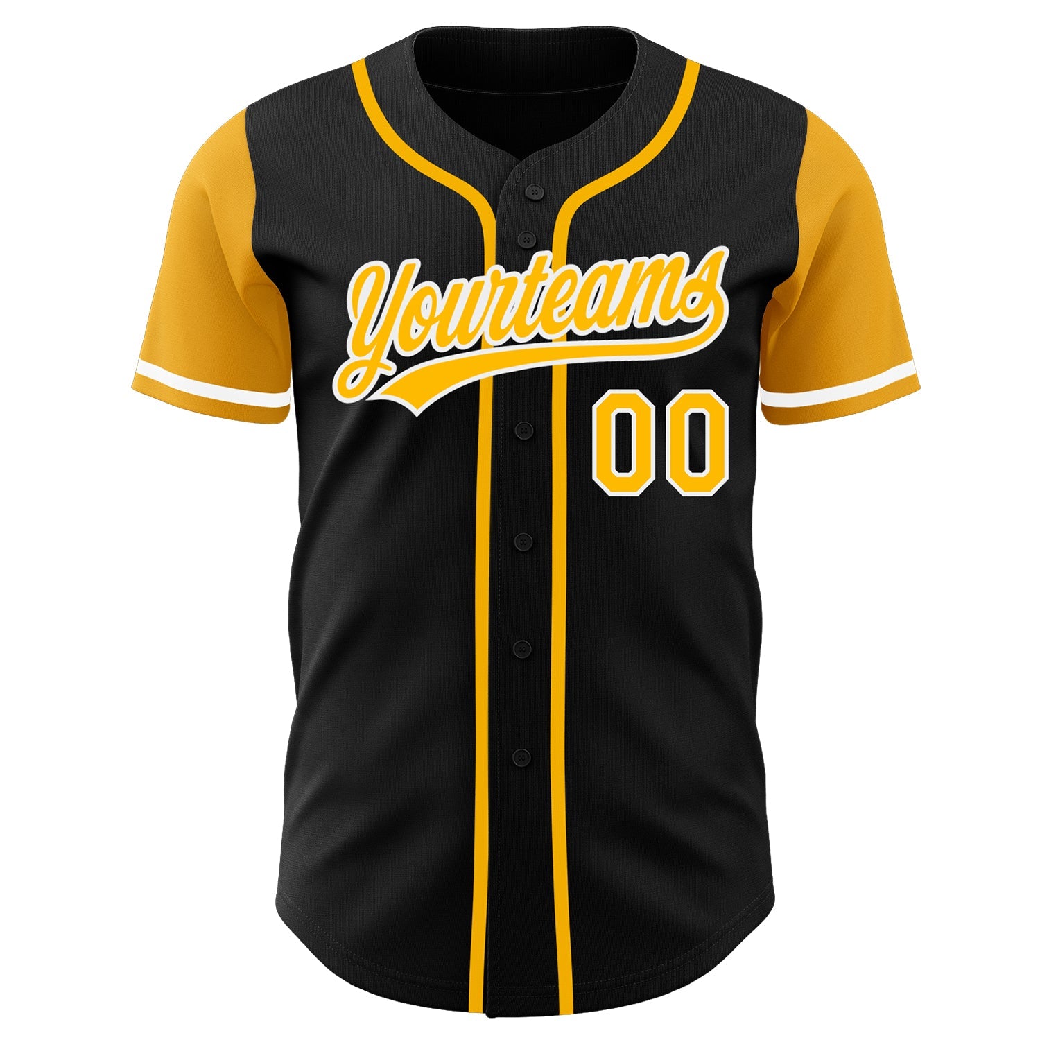 Custom Black Gold-White Authentic Two Tone Baseball Jersey view 2