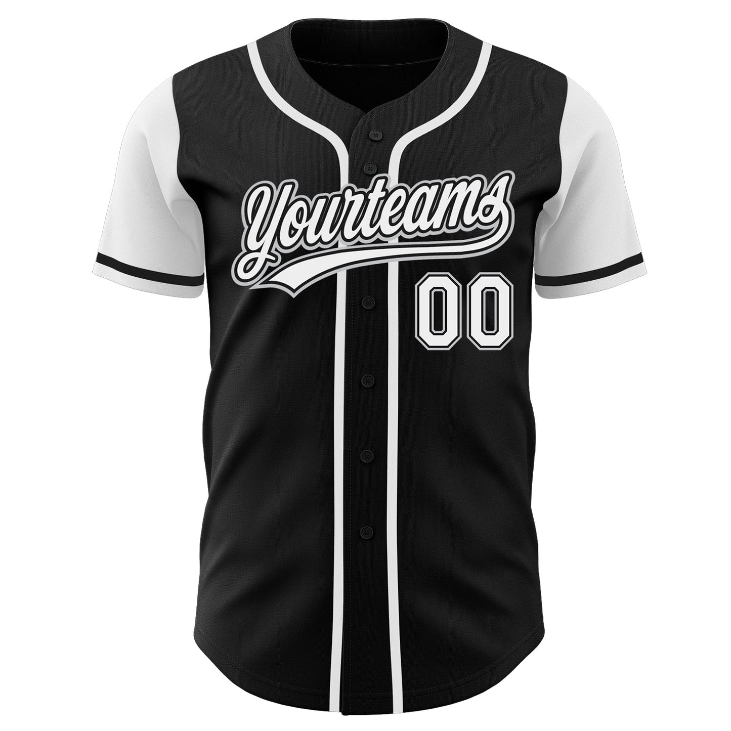 Custom Black White-Gray Authentic Two Tone Baseball Jersey view 2