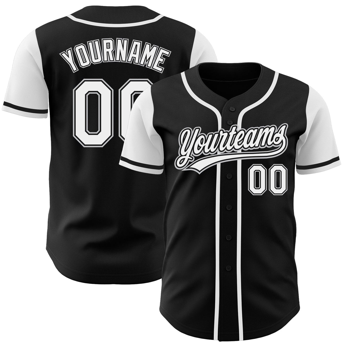 Custom Black White-Gray Authentic Two Tone Baseball Jersey - Main View