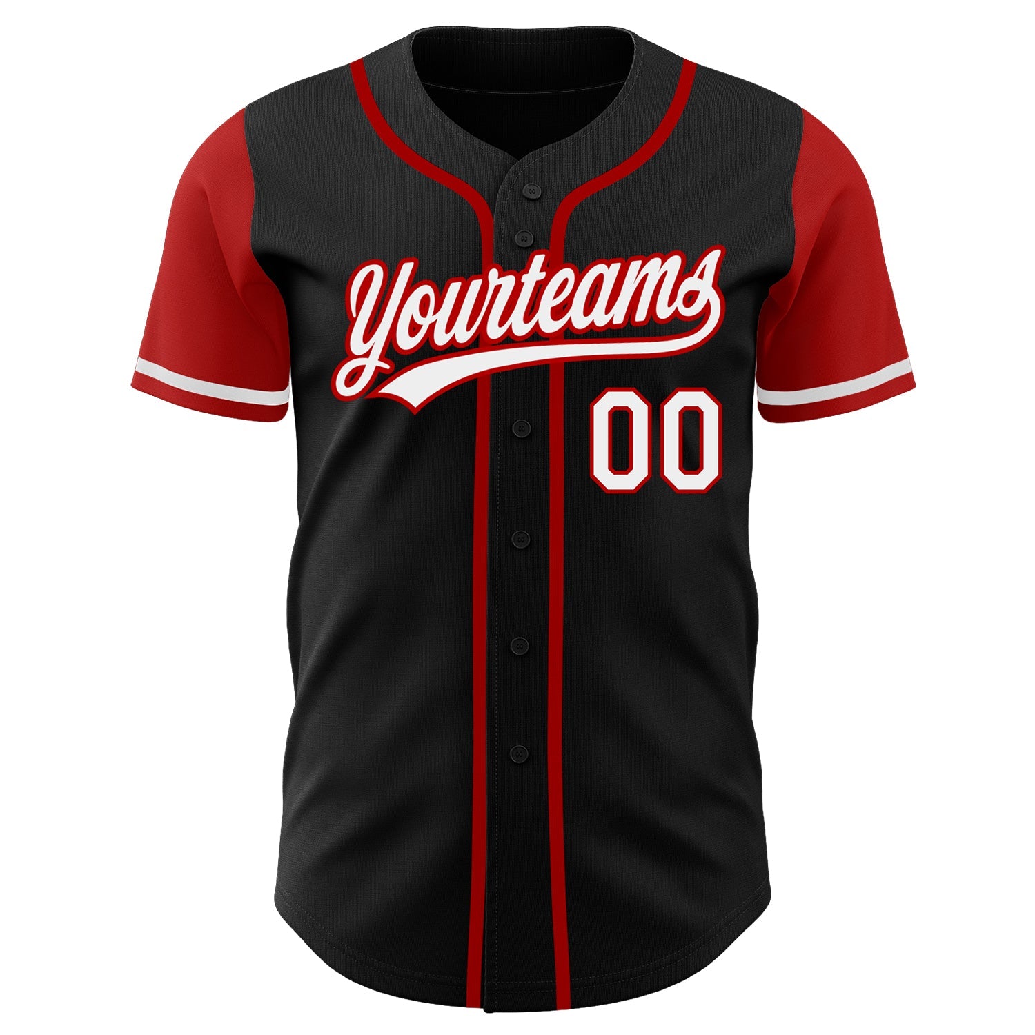Custom Black White-Red Authentic Two Tone Baseball Jersey view 2