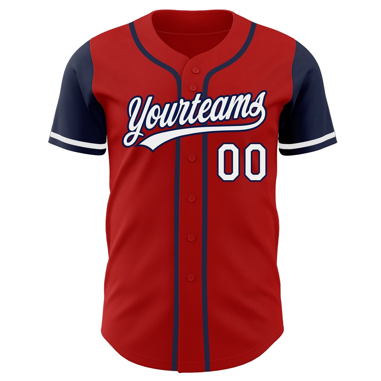 Custom Red White-Navy Authentic Two Tone Baseball Jersey view 2
