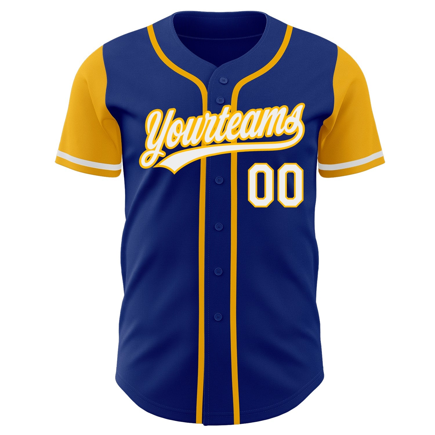 Custom Royal White-Gold Authentic Two Tone Baseball Jersey view 2