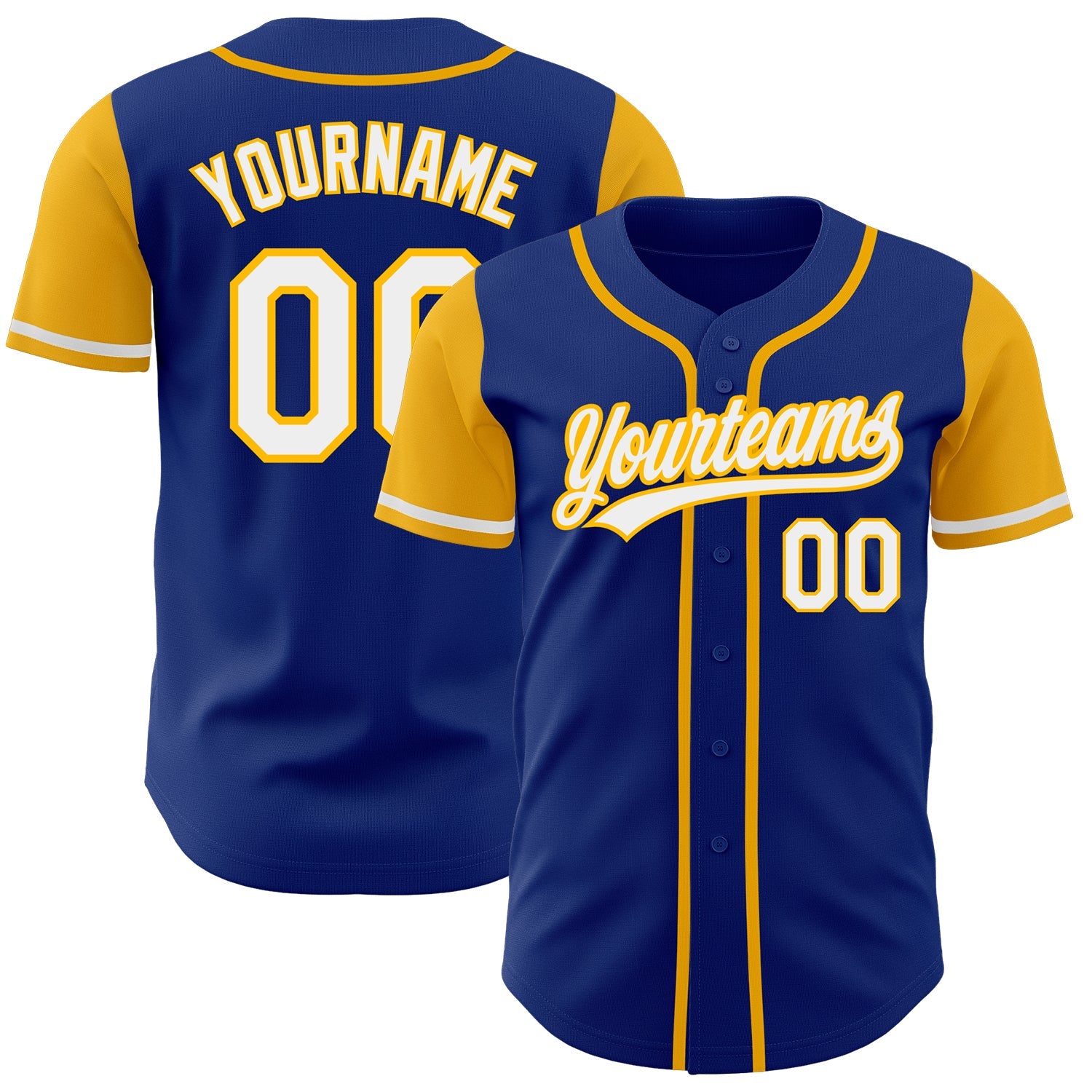 Custom Royal White-Gold Authentic Two Tone Baseball Jersey - Main View