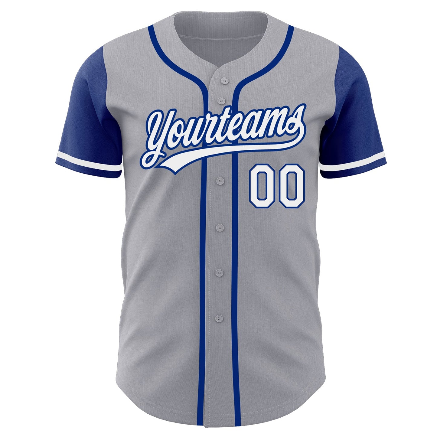 Custom Gray White-Royal Authentic Two Tone Baseball Jersey view 2