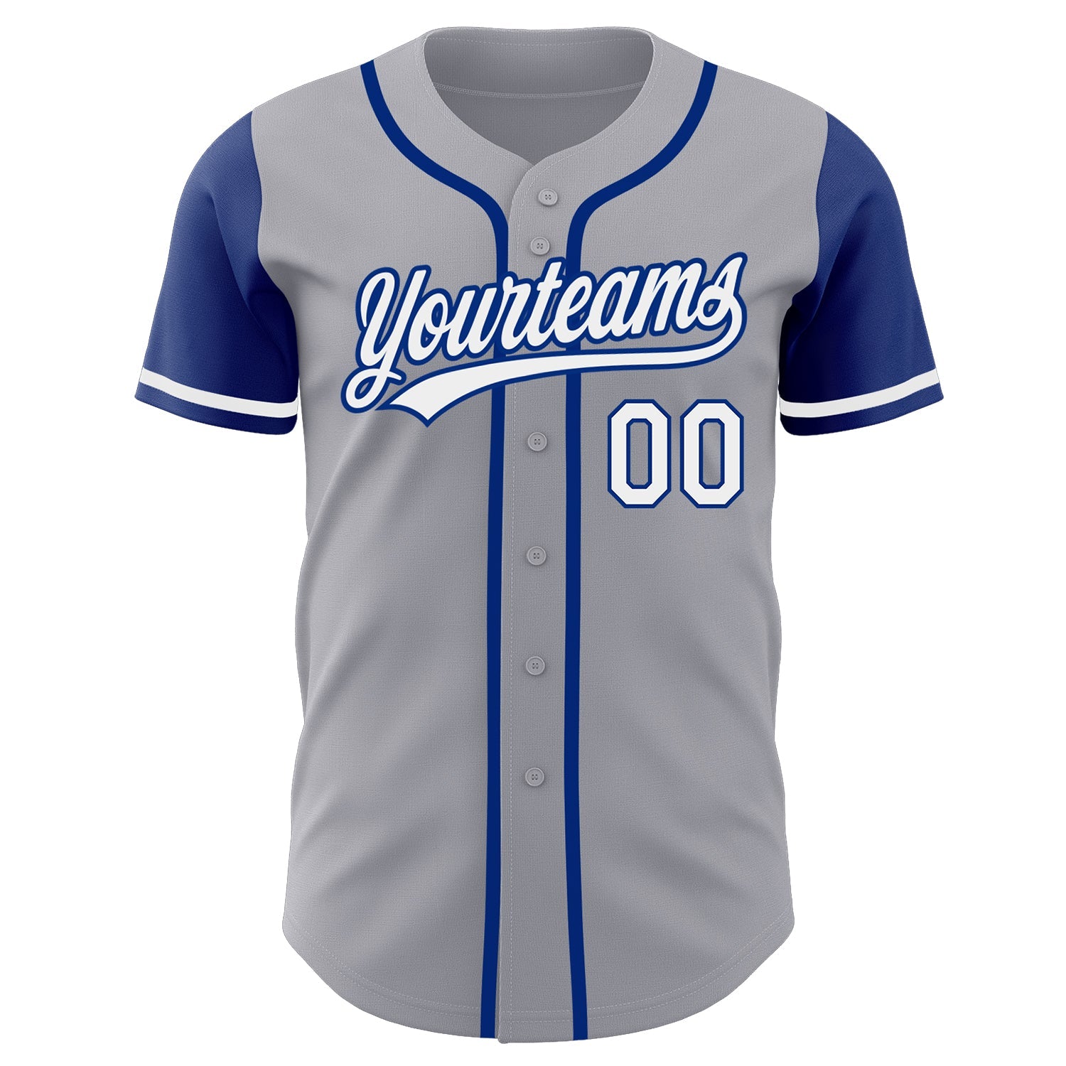 Custom Gray White-Royal Authentic Two Tone Baseball Jersey view 2