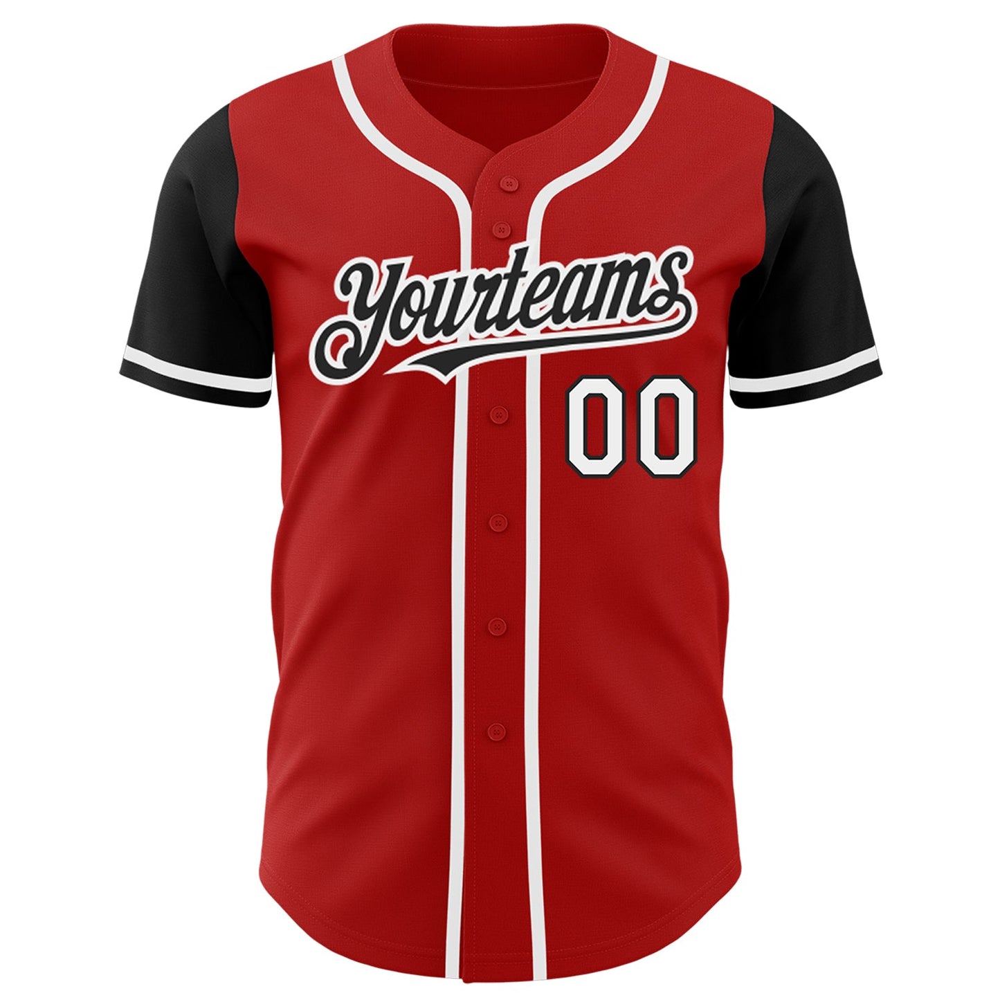 Custom Red White-Black Authentic Two Tone Baseball Jersey view 2