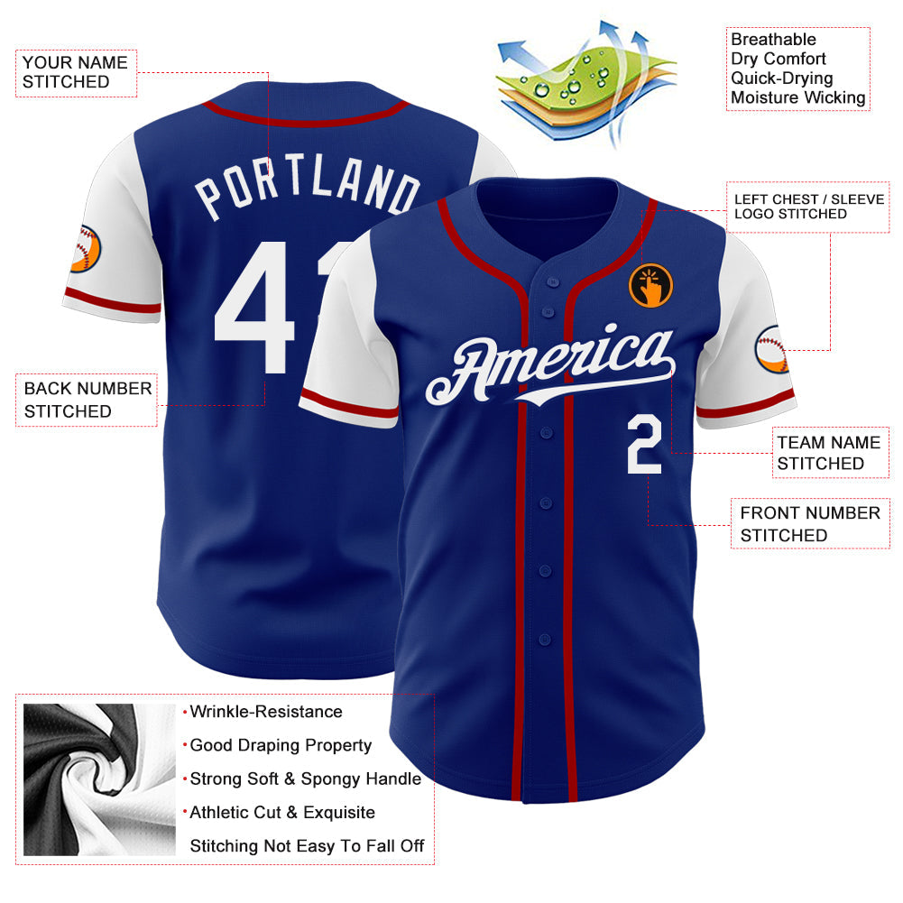 Custom Royal White-Red Authentic Two Tone Baseball Jersey view 3