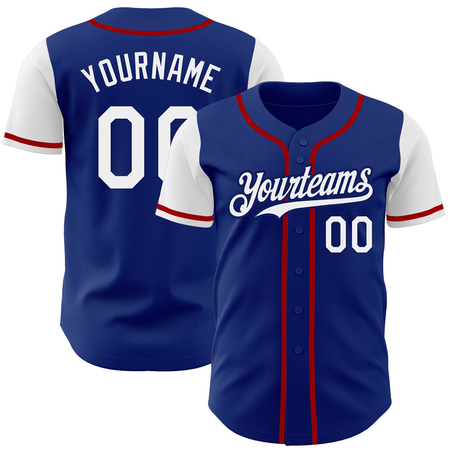Custom Royal White-Red Authentic Two Tone Baseball Jersey - Main View