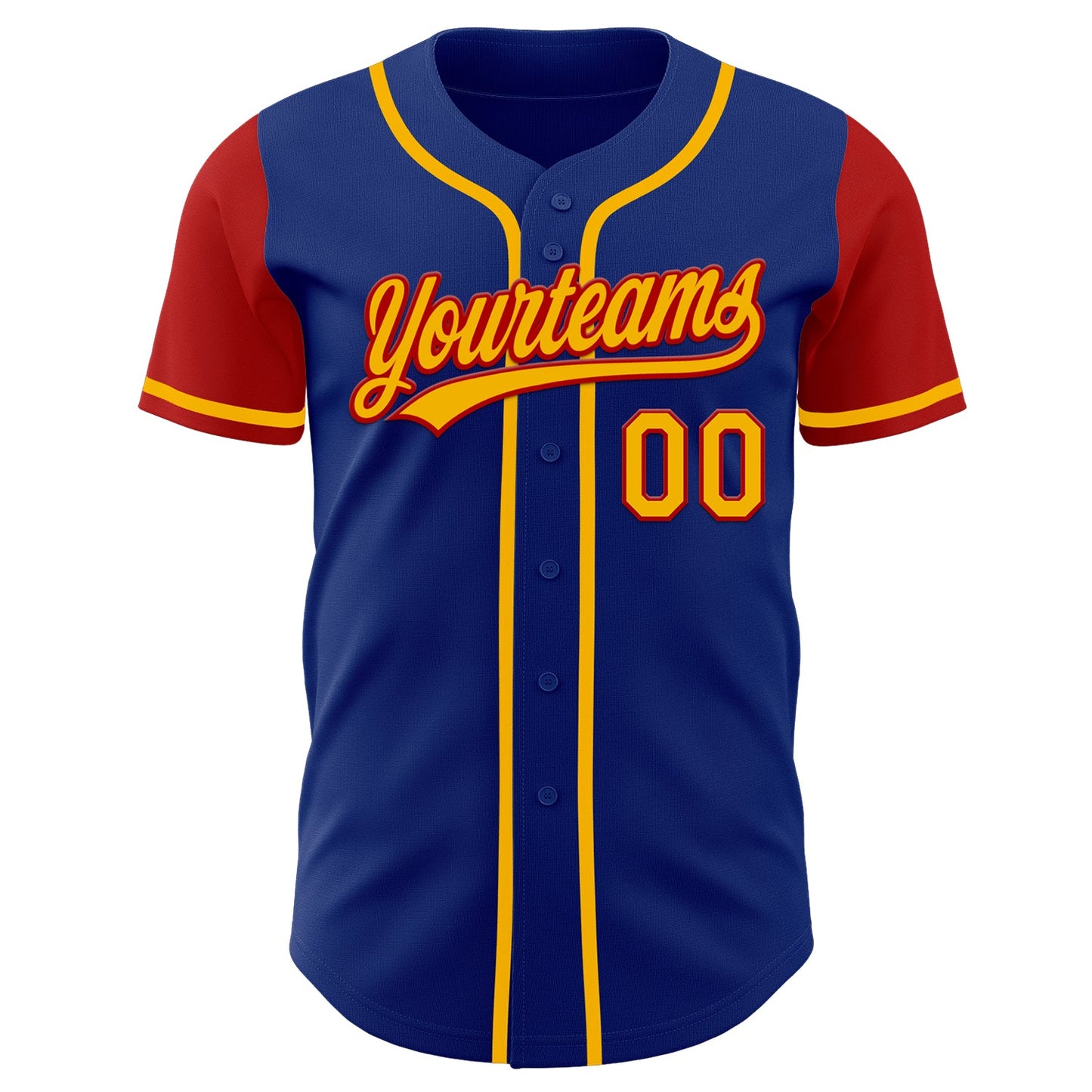 Custom Royal Gold-Red Authentic Two Tone Baseball Jersey view 2