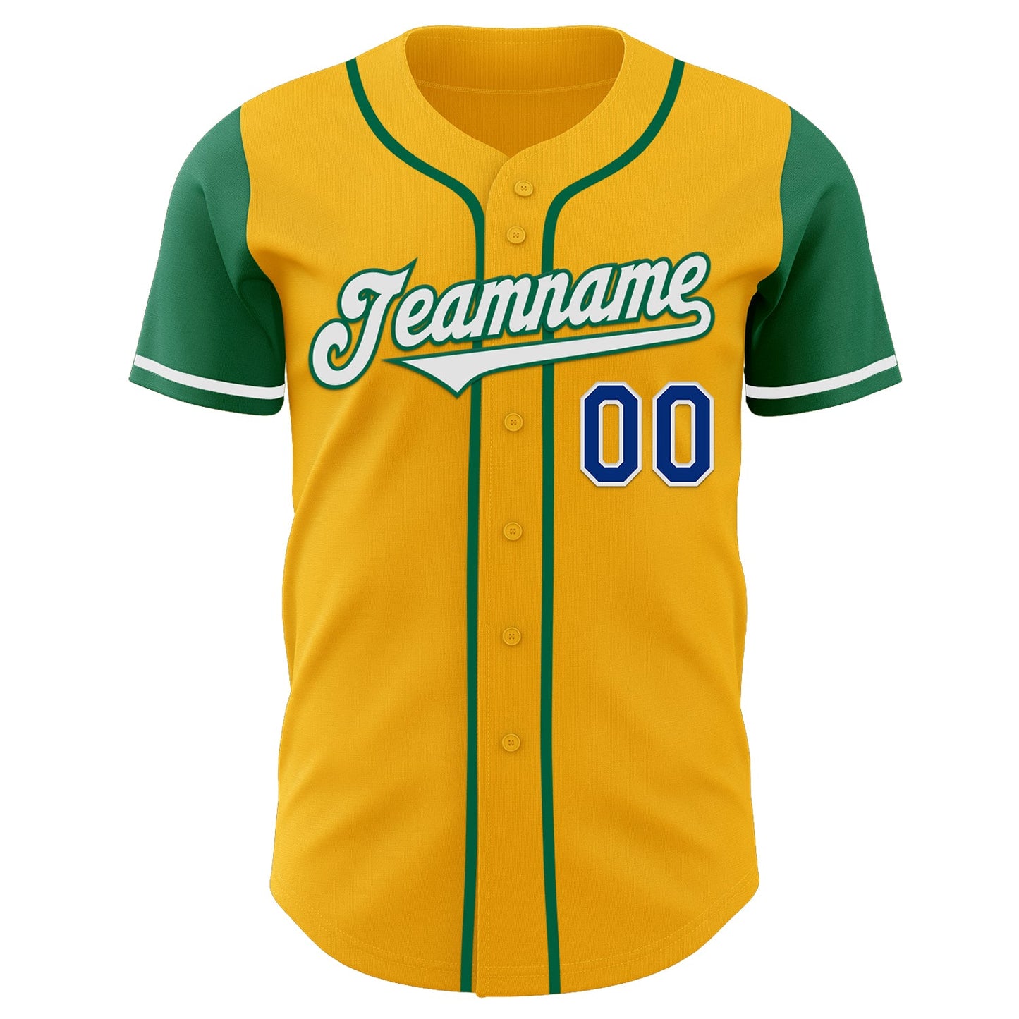 Custom Gold Royal-Kelly Green Authentic Two Tone Baseball Jersey view 2