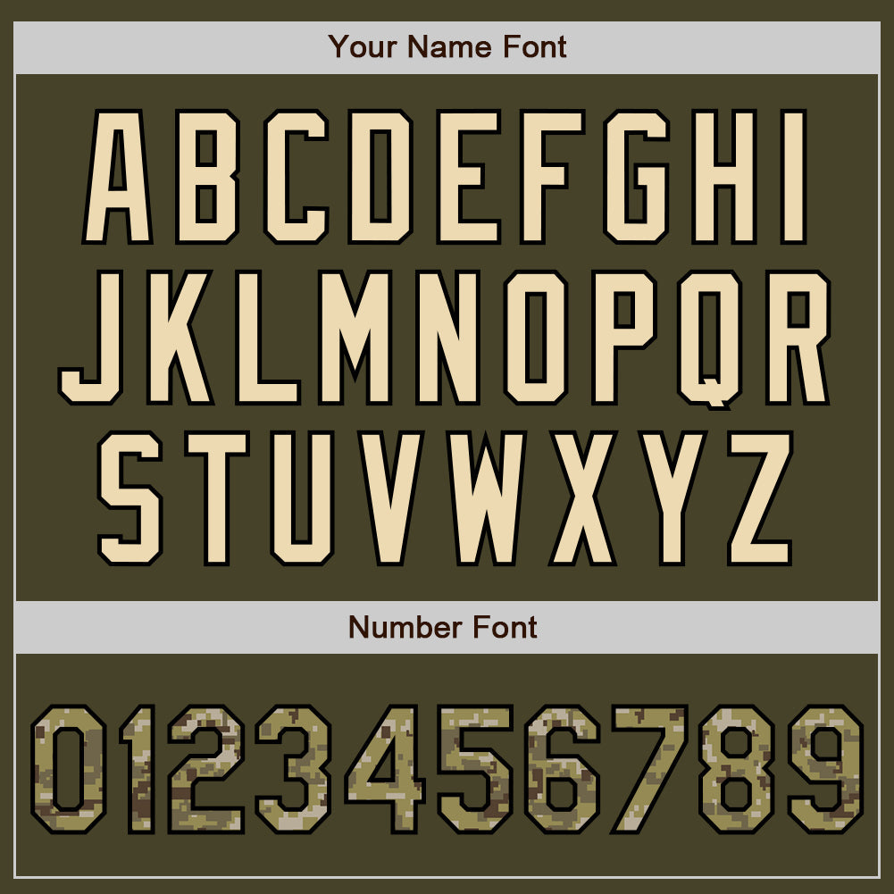 Custom Olive Camo Black-Cream Authentic Salute To Service Two Tone Baseball Jersey view 5