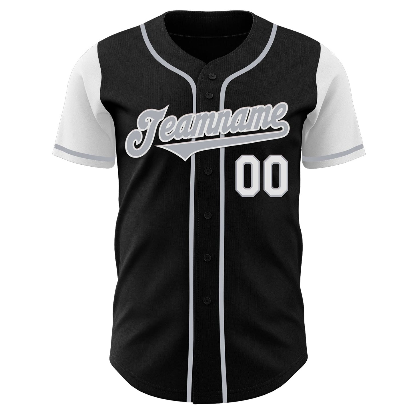 Custom Black Gray-White Authentic Two Tone Baseball Jersey view 2