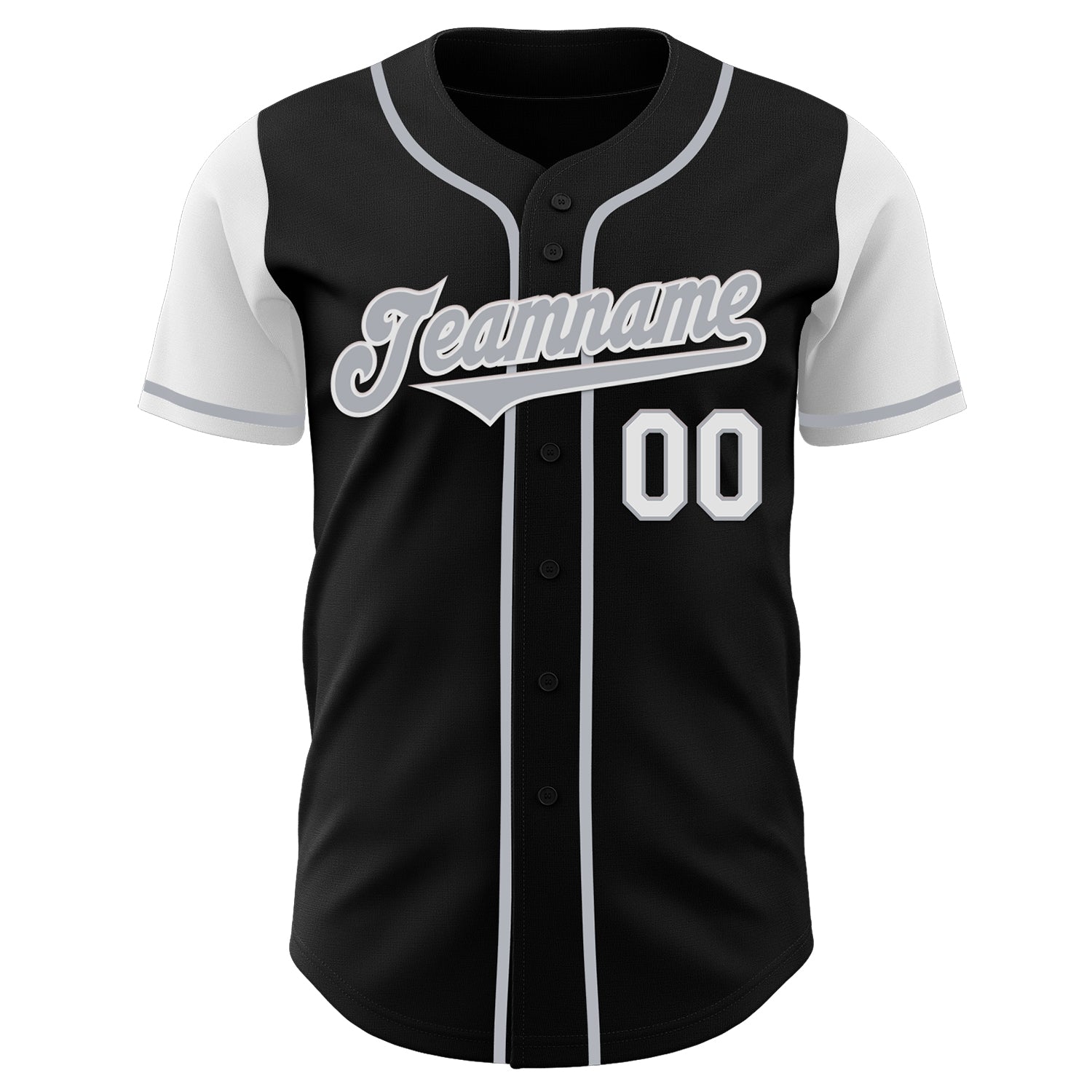 Custom Black Gray-White Authentic Two Tone Baseball Jersey view 2