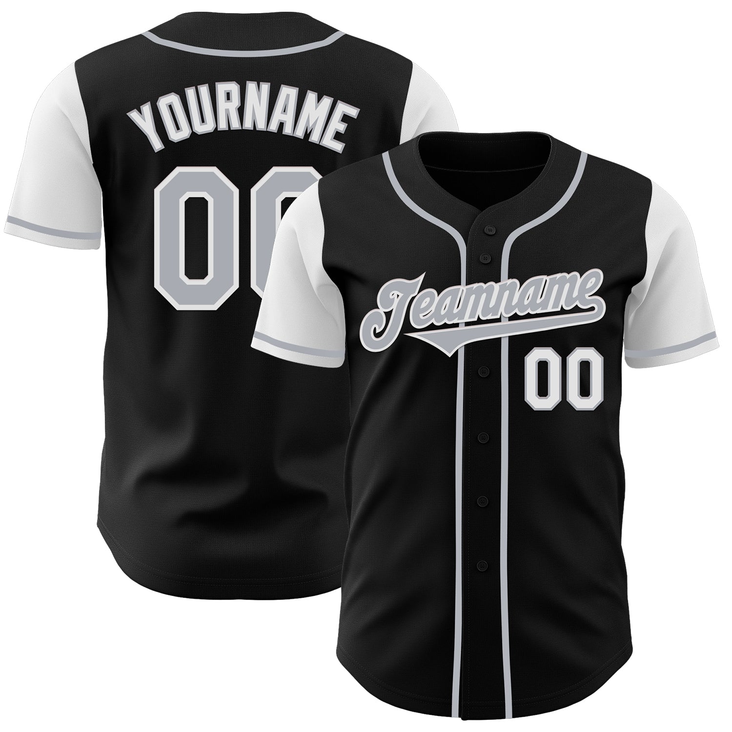 Custom Black Gray-White Authentic Two Tone Baseball Jersey - Main View