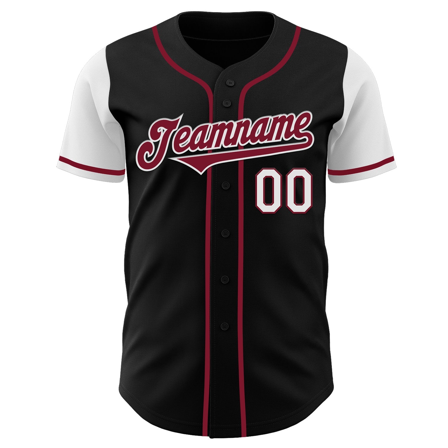 Custom Black Crimson-White Authentic Two Tone Baseball Jersey view 2