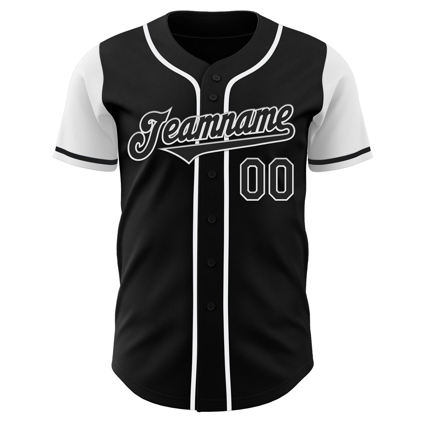Custom Black White Authentic Two Tone Baseball Jersey view 2