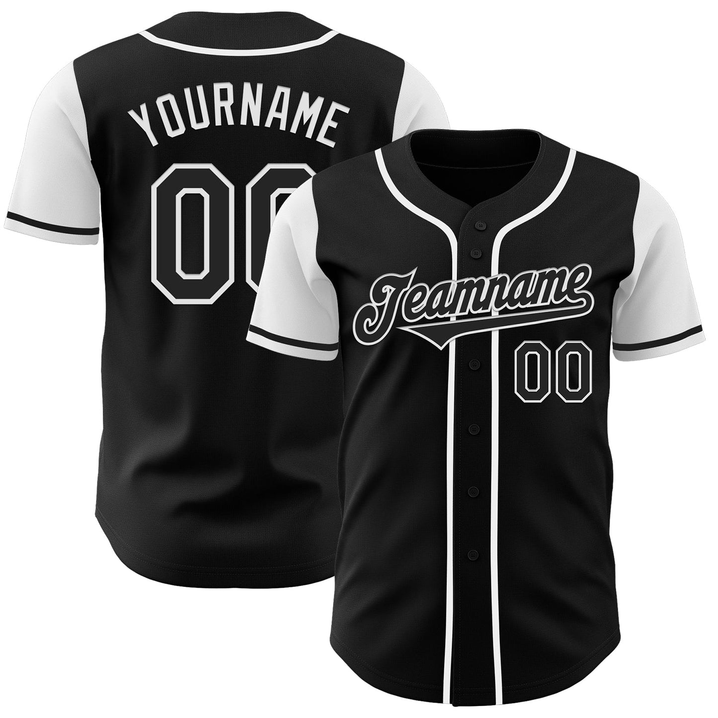 Custom Black White Authentic Two Tone Baseball Jersey - Main View