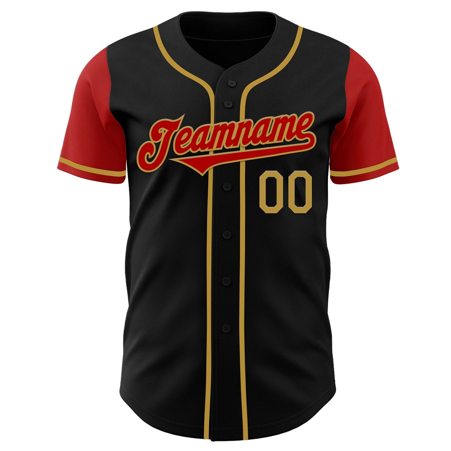 Custom Black Red-Old Gold Authentic Two Tone Baseball Jersey view 2