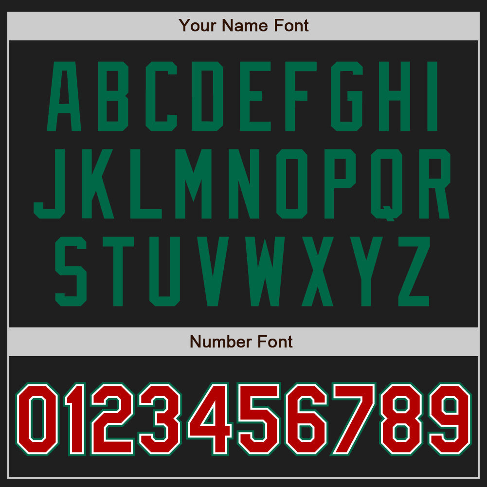 Custom Black Red-Kelly Green Authentic Two Tone Baseball Jersey view 5