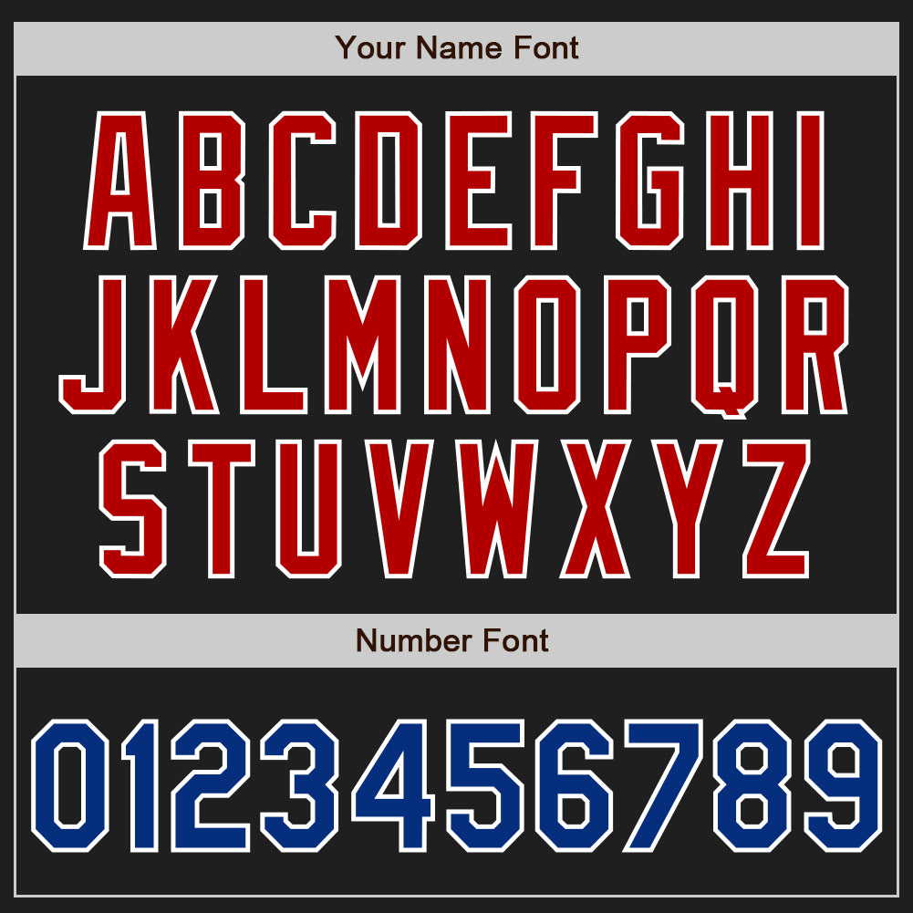 Custom Black Royal-Red Authentic Two Tone Baseball Jersey view 5