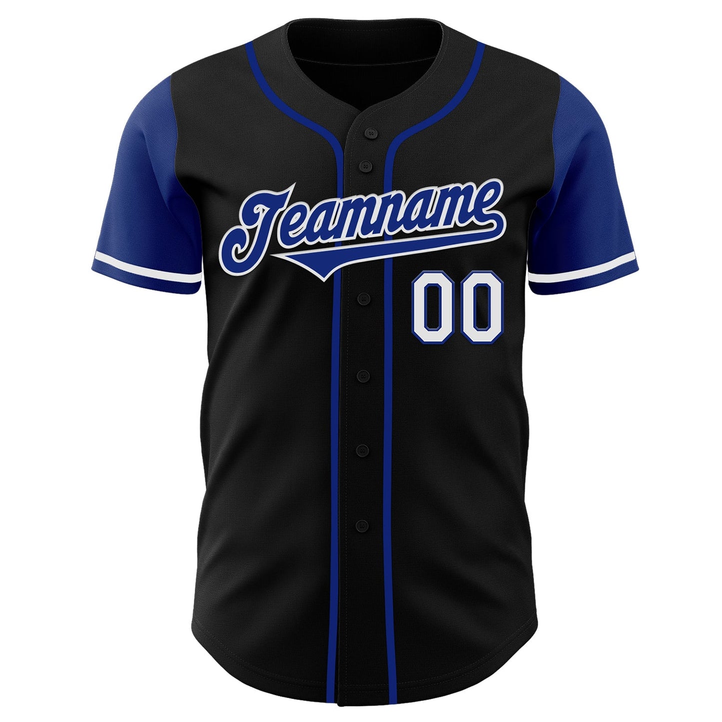 Custom Black Royal-White Authentic Two Tone Baseball Jersey view 2