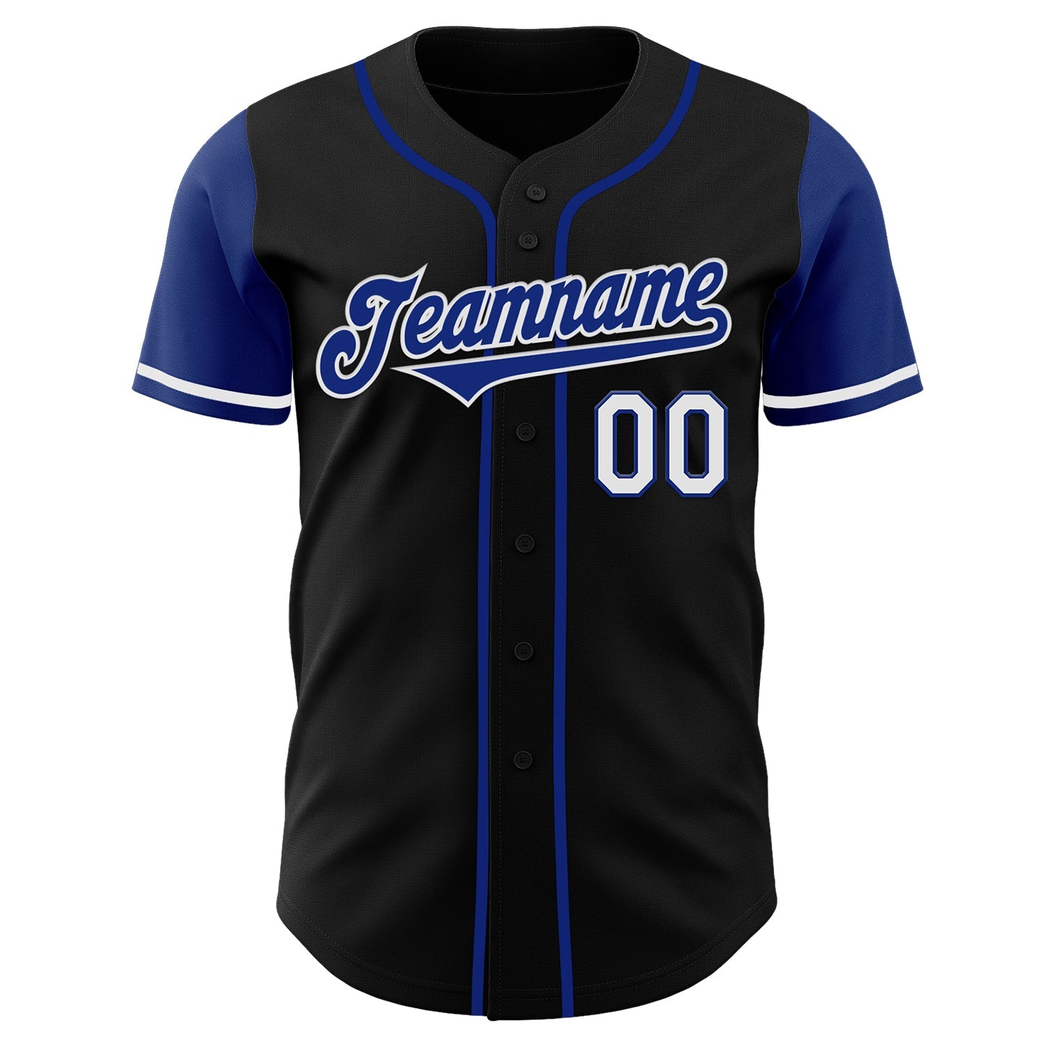 Custom Black Royal-White Authentic Two Tone Baseball Jersey view 2