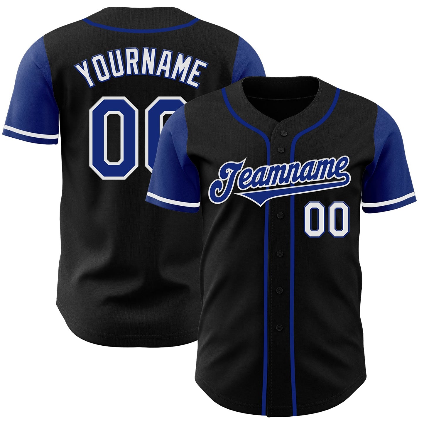 Custom Black Royal-White Authentic Two Tone Baseball Jersey - Main View