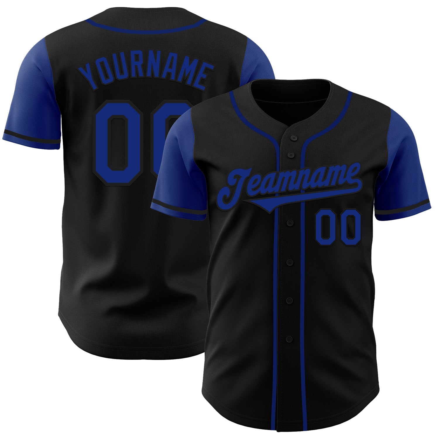 Custom Black Royal Authentic Two Tone Baseball Jersey - Main View