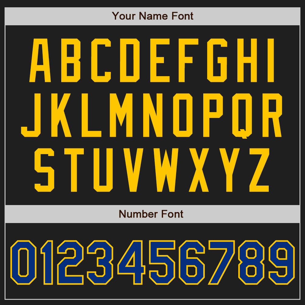 Custom Black Royal-Yellow Authentic Two Tone Baseball Jersey view 5