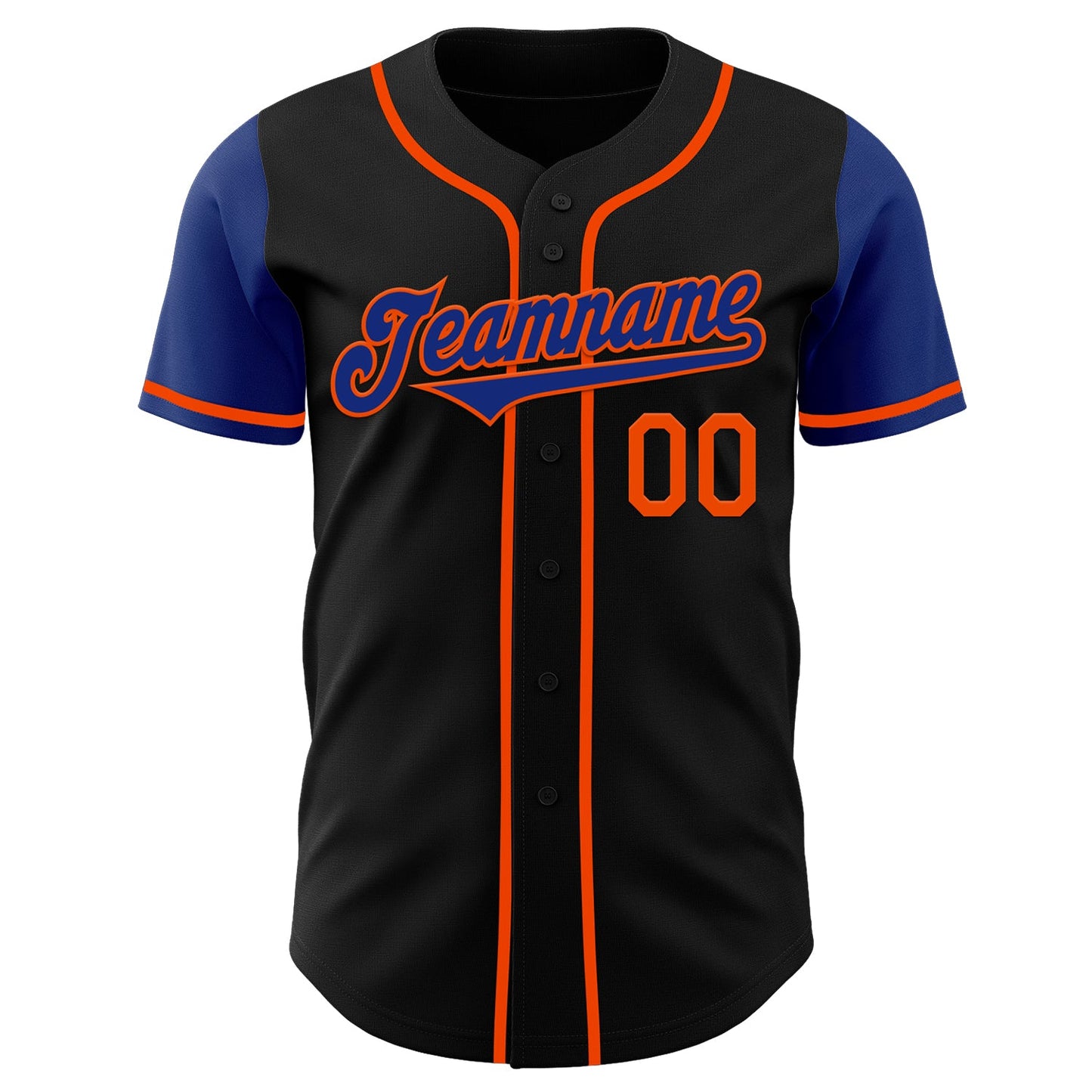Custom Black Royal-Orange Authentic Two Tone Baseball Jersey view 2