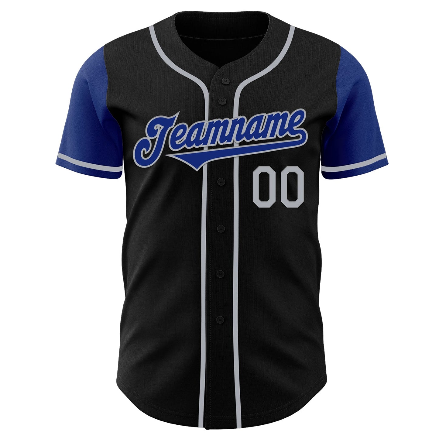 Custom Black Royal-Gray Authentic Two Tone Baseball Jersey view 2