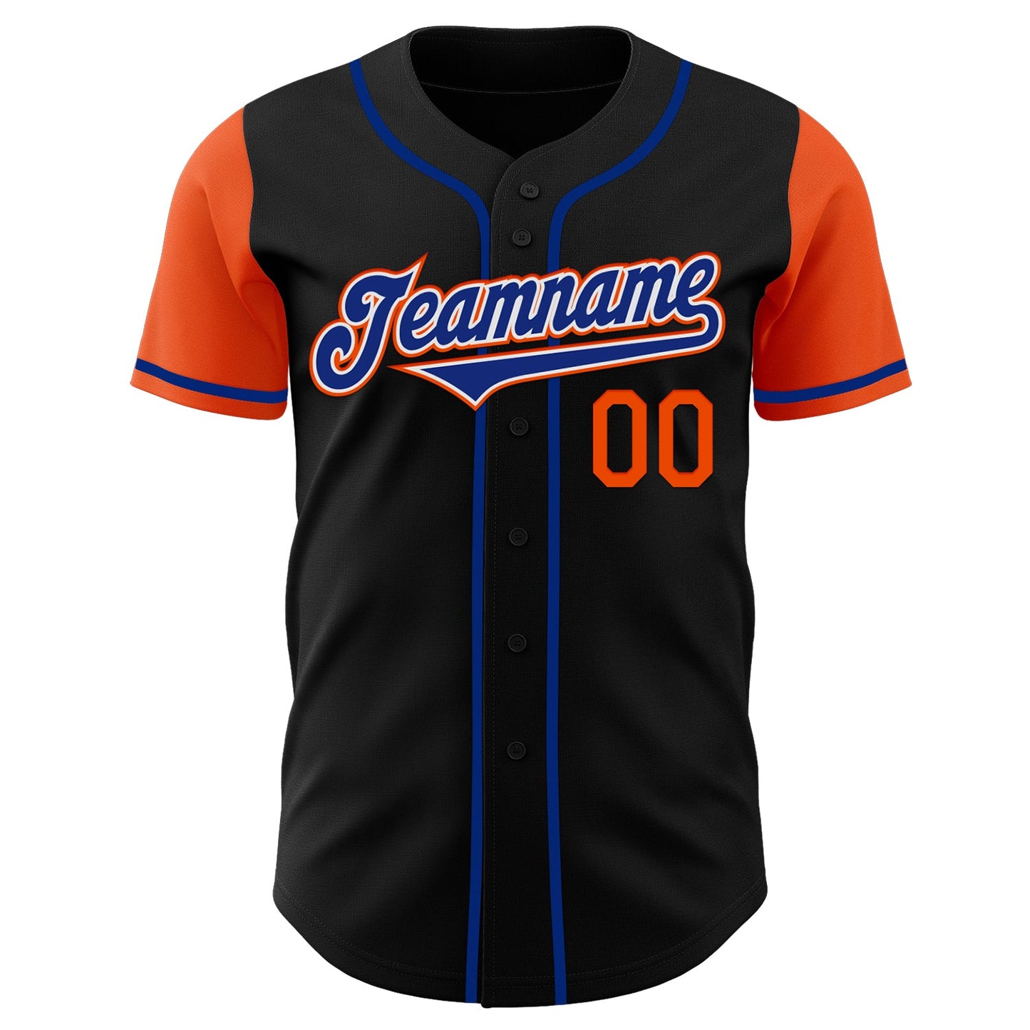 Custom Black Royal-Orange Authentic Two Tone Baseball Jersey view 2