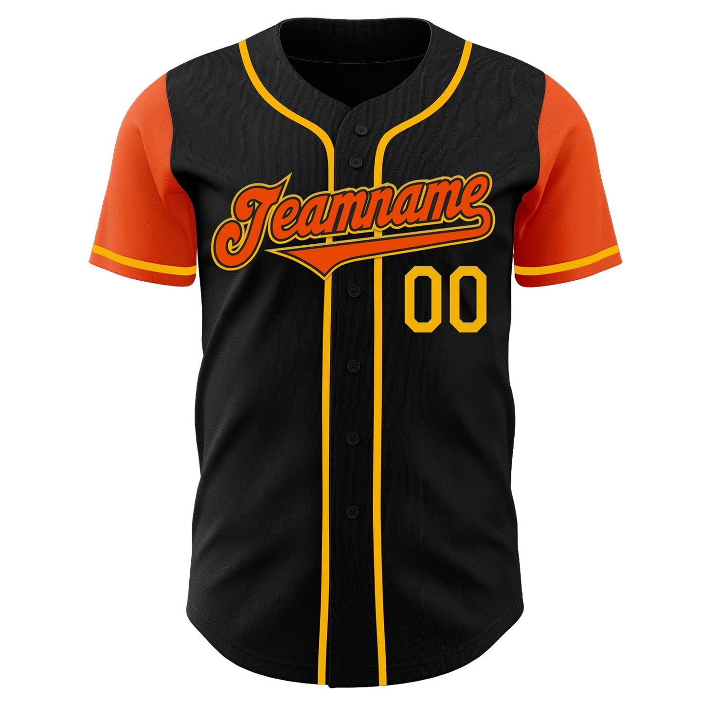 Custom Black Orange-Gold Authentic Two Tone Baseball Jersey view 2