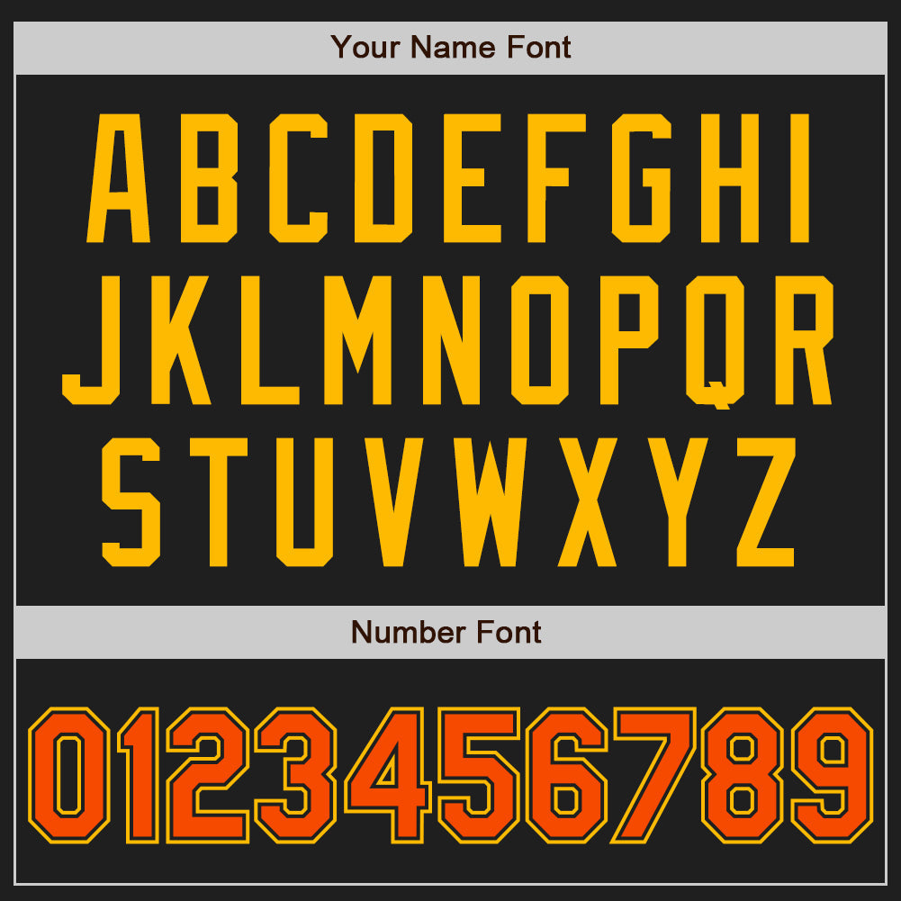 Custom Black Orange-Gold Authentic Two Tone Baseball Jersey view 5